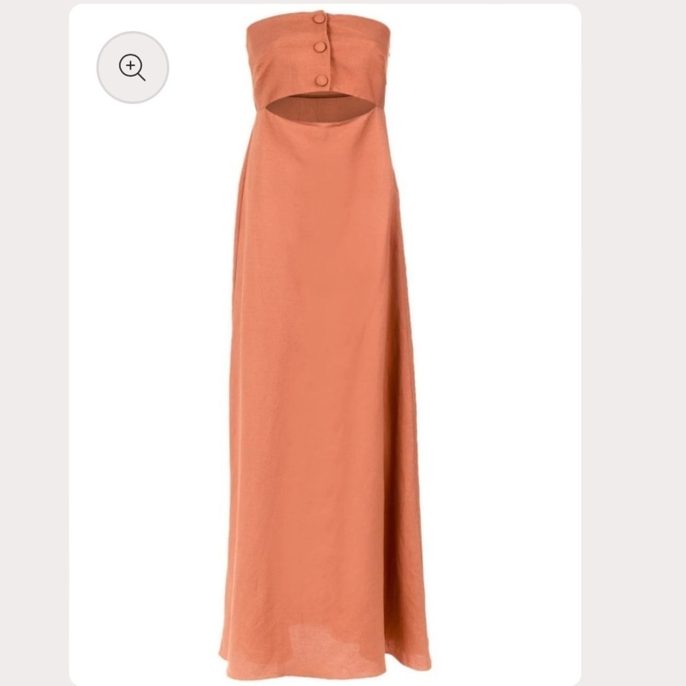 Adriana Degreas size Small strapless linen maxi dress, cutout just below bust - Picture 2 of 10